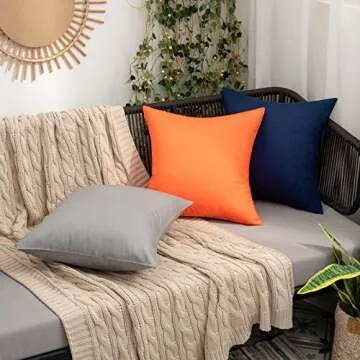 MIULEE Pack of 2 Decorative Outdoor Waterproof Pillow Covers Square Garden Cushion Sham Throw Pillowcase Shell for Patio Tent Couch 18x18 Inch Orange