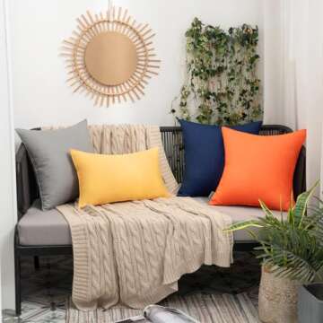 MIULEE Pack of 2 Decorative Outdoor Waterproof Pillow Covers Square Garden Cushion Sham Throw Pillowcase Shell for Patio Tent Couch 18x18 Inch Orange