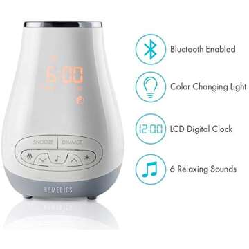 Homedics White Noise Sound Machine for Baby, Kids or Adults with Essential Oil Diffuser, 6 Soothing ...