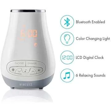 Homedics White Noise Sound Machine for Baby, Kids or Adults with Essential Oil Diffuser, 6 Soothing ...