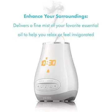 Homedics White Noise Sound Machine for Baby, Kids or Adults with Essential Oil Diffuser, 6 Soothing Sleep Sounds, Bluetooth Speaker, Night Light and Digital Alarm Clock