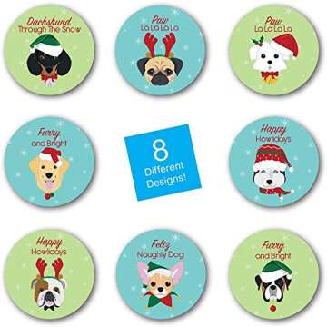 Christmas Dogs Stickers / 500 Adorable Puppy Happy Holidays Labels / 1.5" Pet Parent Envelope Seals ...