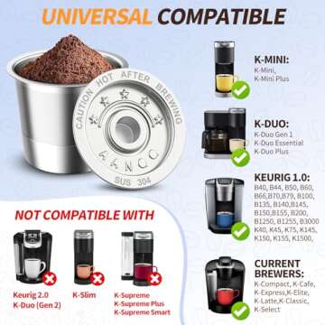2 Pack K Cup Reusable Coffee Pods for Keurig: Stainless Steel Refillable K Cup - Reusable Coffee Fil...