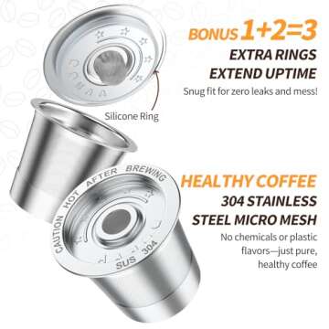 2 Pack K Cup Reusable Coffee Pods for Keurig: Stainless Steel Refillable K Cup - Reusable Coffee Filter for Keurig 1.0 Coffee Maker, Permanent, Eco-Friendly, BPA-Free