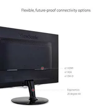 ViewSonic VX2452MH 24 Inch 2ms 60Hz 1080p Gaming Monitor with HDMI DVI and VGA inputs,Black