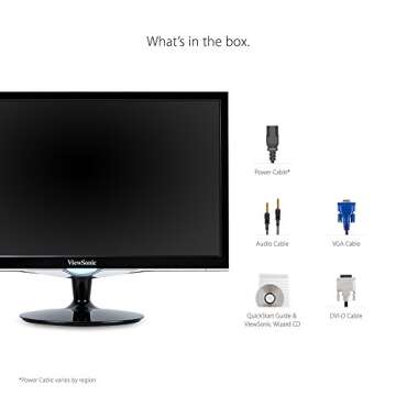 ViewSonic VX2452MH 24 Inch 2ms 60Hz 1080p Gaming Monitor with HDMI DVI and VGA inputs,Black