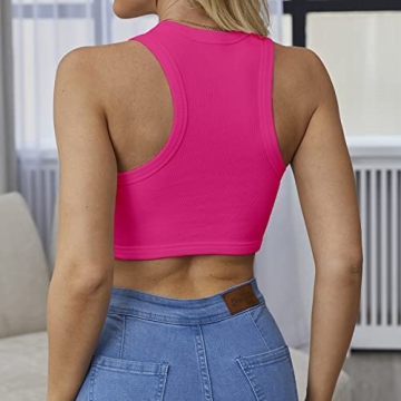 Dwnval Sexy Sleeveless Ribbed Knitted Crop Top for Women