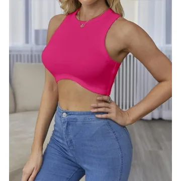 Dwnval Sexy Sleeveless Ribbed Knitted Crop Top for Women