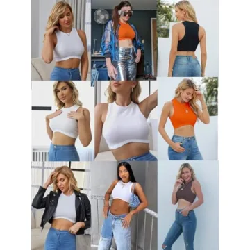 Dwnval Sexy Sleeveless Ribbed Knitted Crop Top for Women