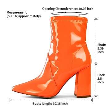 mysoft Women's GoGo Boots Mid Calf Block Heel Ankle Boots Pointed Toe Patent Leather Side Zipper Booties