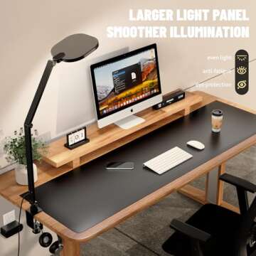 LitONES Led Desk Lamps for Home Office, 1200LM Clamp On Desk Light for Video Calls, 3000k-6500k Comp...