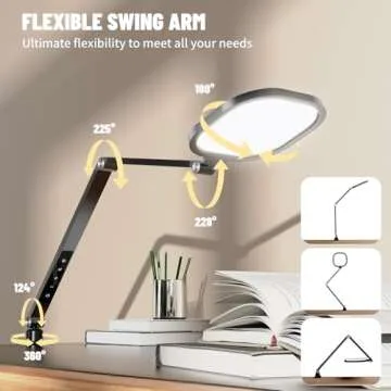 LitONES Led Desk Lamps for Home Office, 1200LM Clamp On Desk Light for Video Calls, 3000k-6500k Computer Zoom Light for Video Conference, Adjustable Swing Arm Architect Office Table Lamp