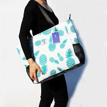 ESVAN LARGE BEACH BAG Water Resistant Lightweight 20 inch Women Oversize Tote Bag for Gym Beach Travel Pool Yoga Nurse