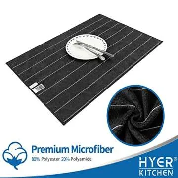 Microfiber Kitchen Towels - Super Absorbent, Soft and Thick Dish Hand Towels, 8 Pack (Stripe Designe...