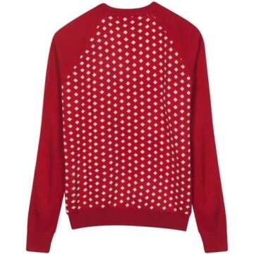 Blueberry Pet Men's Women's Reindeer Snowflake Ugly Christmas Sweater for Pet Owners in Tango Red & ...