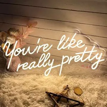 Neon Sign You are Like Really Pretty Neon Light Signs Indoor Bedroom Decor Wall Led Neon Sign Backdrop Flex Bar Christmas Party Wedding Living Room Warm White 29.9×13.7 IN