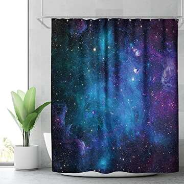 Riyidecor Fabric Galaxy Star Outer Space Shower Curtain for Bathroom Decor 72Wx72H Inch Starry Batht...