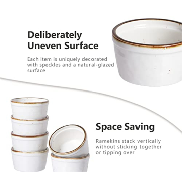 ONEMORE 8 oz Ramekins - Ceramic Baking Cups Set of 6