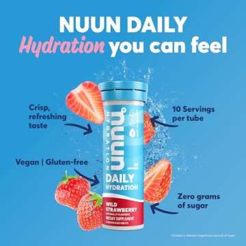 Nuun Hydration Daily, Wellness Electrolyte Tablets, Wild Strawberry, No Sugar, 5 Essential Electroly...