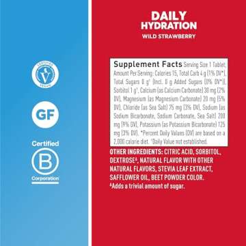 Nuun Hydration Daily, Wellness Electrolyte Tablets, Wild Strawberry, No Sugar, 5 Essential Electrolytes for Hydration, Vegan, Gluten Free, 8 Pack (80 Servings)