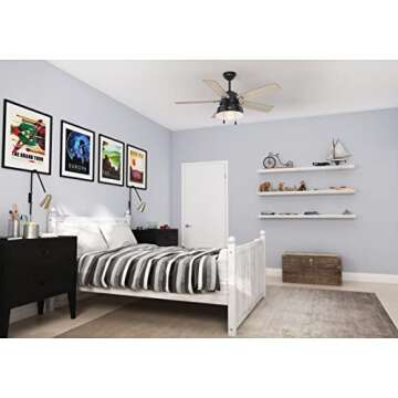 Hunter Fan Company, 59307, 52 inch Mill Valley Matte Black Indoor / Outdoor Ceiling Fan with LED Light Kit and Pull Chain