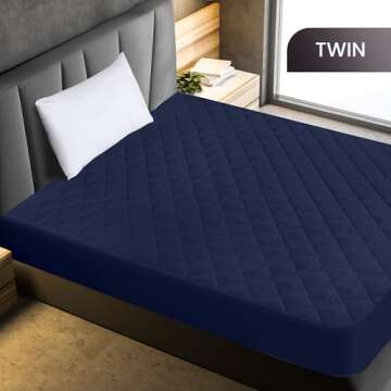 Utopia Bedding Quilted Fitted Mattress Pad, Twin Size, Elastic Fitted Mattress Topper Protector and ...
