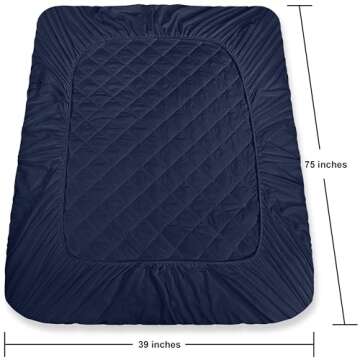 Utopia Bedding Quilted Fitted Mattress Pad, Twin Size, Elastic Fitted Mattress Topper Protector and Cover Stretches up to 16 Inches Deep, Machine Washable (Navy)