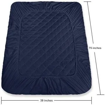 Utopia Bedding Quilted Fitted Mattress Pad, Twin Size, Elastic Fitted Mattress Topper Protector and Cover Stretches up to 16 Inches Deep, Machine Washable (Navy)