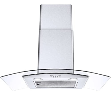 Range Hood 30 Inch, Tieasy Wall Mount Kitchen Hood with Ducted/Ductless Convertible Duct, Stainless ...