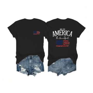 Women's 4th of July American Flag Shirt - Patriotic Tee for Celebration