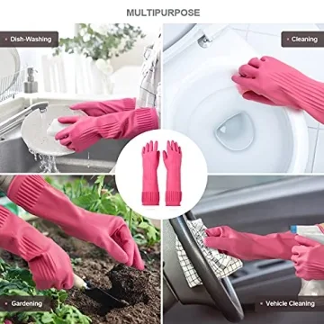 Reusable Waterproof Dishwashing Rubber Gloves for Cleaning