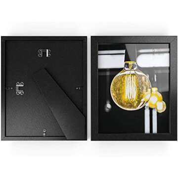 Arteza Picture Frames 8 x 10 Display Pictures – Wood Finish Frame – Pure Glass Front - Picture Frames for Wall – Gallery Wall, Black, 10 Pack