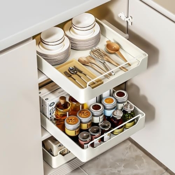 QUSEHA Pull Out Cabinet Organizer Easy Install Space Saver