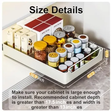 QUSEHA Pull Out Cabinet Organizer Easy Install Space Saver