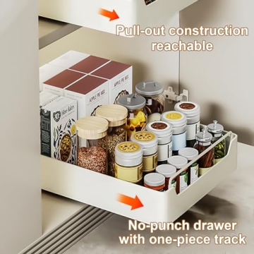 QUSEHA Pull Out Cabinet Organizer Easy Install Space Saver