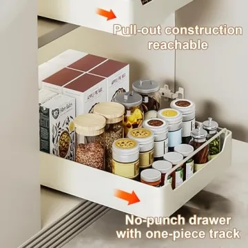 QUSEHA Pull Out Cabinet Organizer Easy Install Space Saver