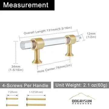 Elegant QOGRISUN Brass Crystal Pulls for Home Decor