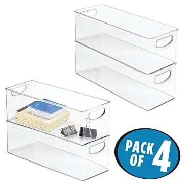 mDesign Clear Plastic Office Supply Organizer - 4 Pack