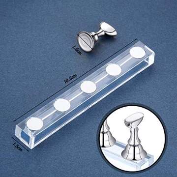 Blulu 2 Sets Acrylic Nail Display Stand Magnetic Press on Nails Practice Holder Stand DIY Painting F...