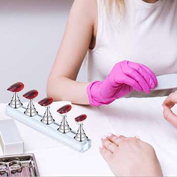 Blulu 2 Sets Acrylic Nail Display Stand Magnetic Press on Nails Practice Holder Stand DIY Painting Fingernail Stand for False Fingernail Manicure Tool Home Salon Use(Silver)