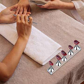 Blulu 2 Sets Acrylic Nail Display Stand Magnetic Press on Nails Practice Holder Stand DIY Painting Fingernail Stand for False Fingernail Manicure Tool Home Salon Use(Silver)