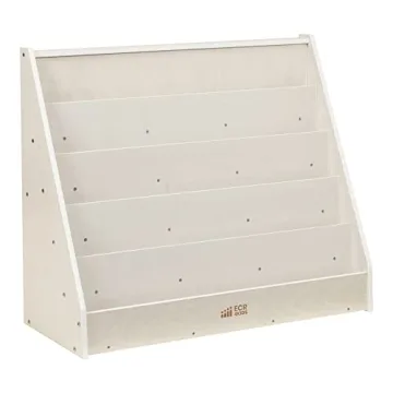 ECR4Kids Single-Sided Book Display, Classroom Bookshelf, White Wash