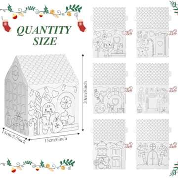 Watersay 12 Pcs Gingerbread Paper Coloring Houses DIY Craft Color Your Own Cardboard Houses Personal...
