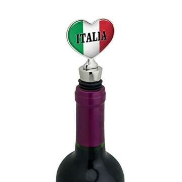 Italia Italy Italian Flag Heart Love Wine Bottle Stopper – Gift Idea for Wine Lovers