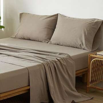 MooMee Cotton Linen Like Bedding Set Soft and Breathable