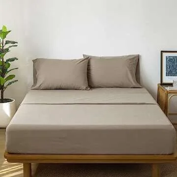 MooMee Cotton Linen Like Bedding Set Soft and Breathable