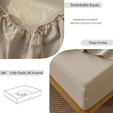 MooMee Cotton Linen Like Bedding Set Soft and Breathable