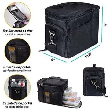 Versal Insulated Lunch Cooler Bag for Men - Meal Prep Containers Included