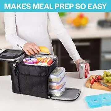 Versal Insulated Lunch Cooler Bag for Men - Meal Prep Containers Included