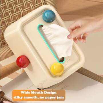 Tissue Box Cover Rectangular, Thick Dopamine Facial Tissues Boxes with Built-in Spring Paper Tray, T...